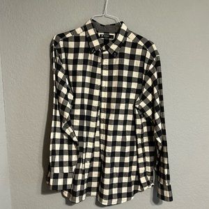 Daniel Cremieux Long-Sleeve Button Down Shirt, Size XL, Black/Cream